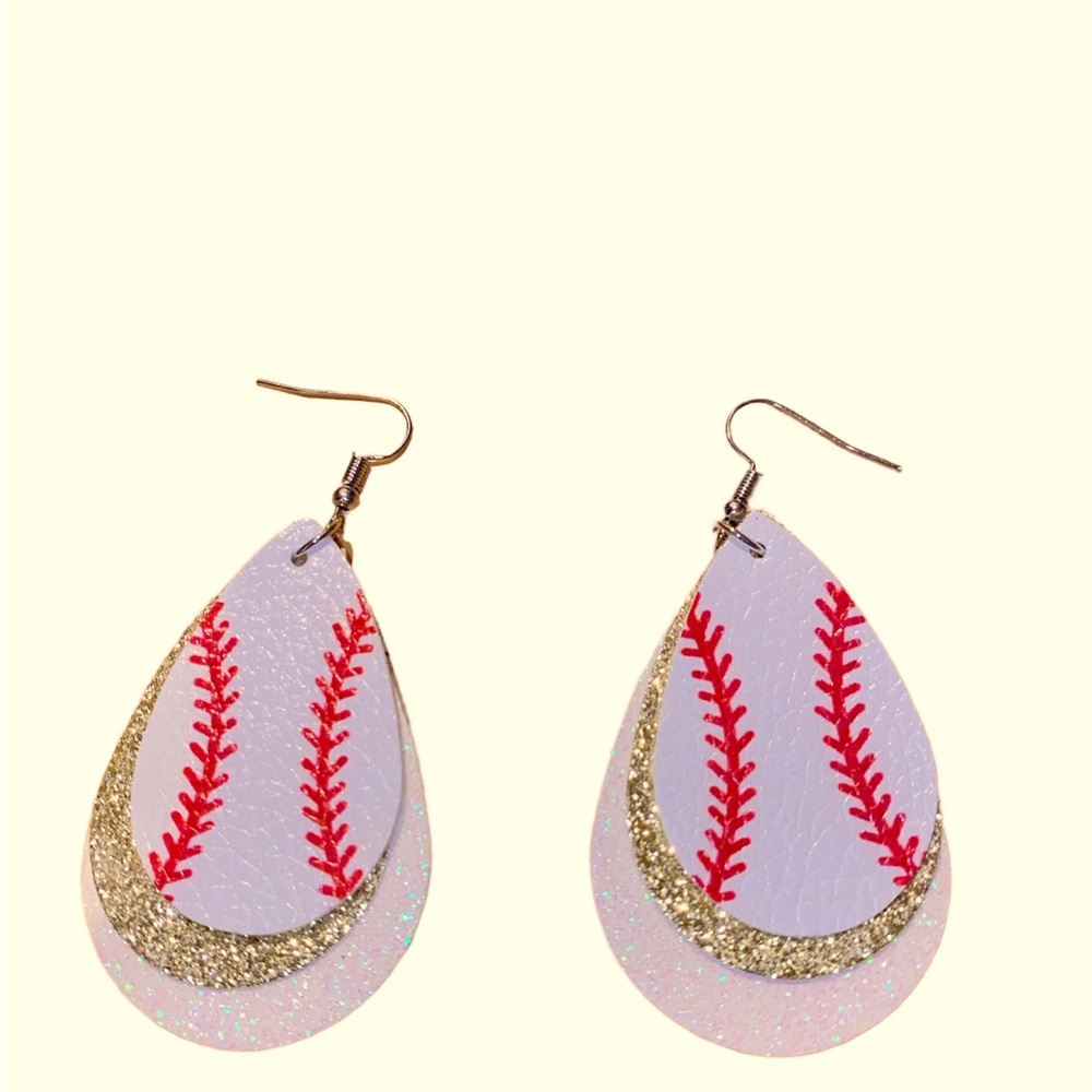 Baseball tear drop earrings